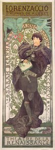 Lorenzaccio, com Sarah Bernhardt, na Renascença no Théâtre de la Renaissance (poster), 1896 (litografia)